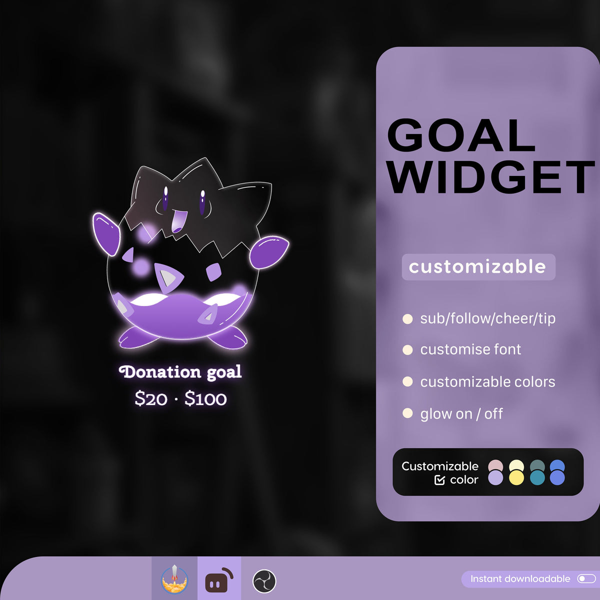 Moon Ghost Animated Goal Widget: Twitch Stream Overlay (Digital Download)