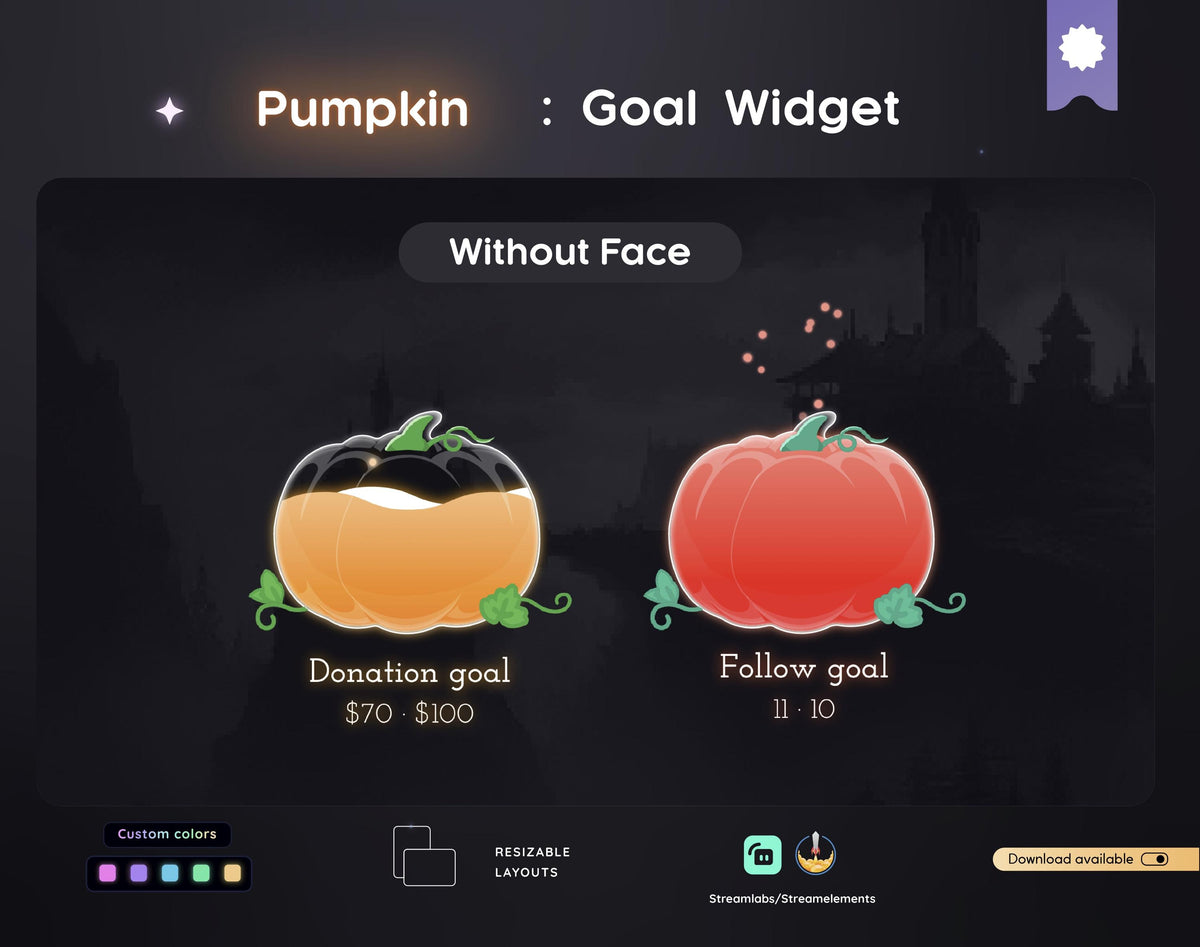 Halloween Pumpkin Liquid Filling Goal Widget for Twitch Streamers