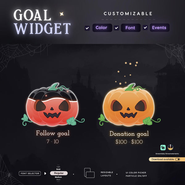 Halloween Pumpkin Liquid Filling Goal Widget for Twitch Streamers
