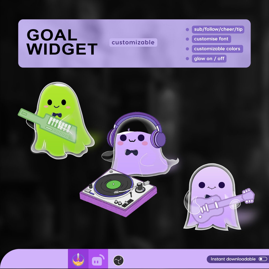 Musical Ghost Goal Widget: Halloween Stream Overlay (Digital Download)