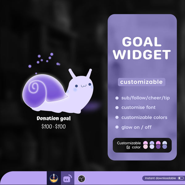 Animated Snail Goal Widget | Customizable Stream Overlay (Digital Download)