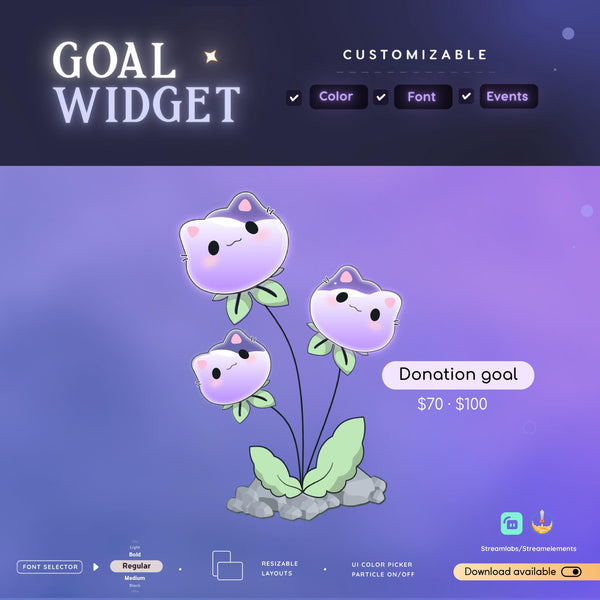 Cute Flower Cat Goal Widget | StreamElements OBS