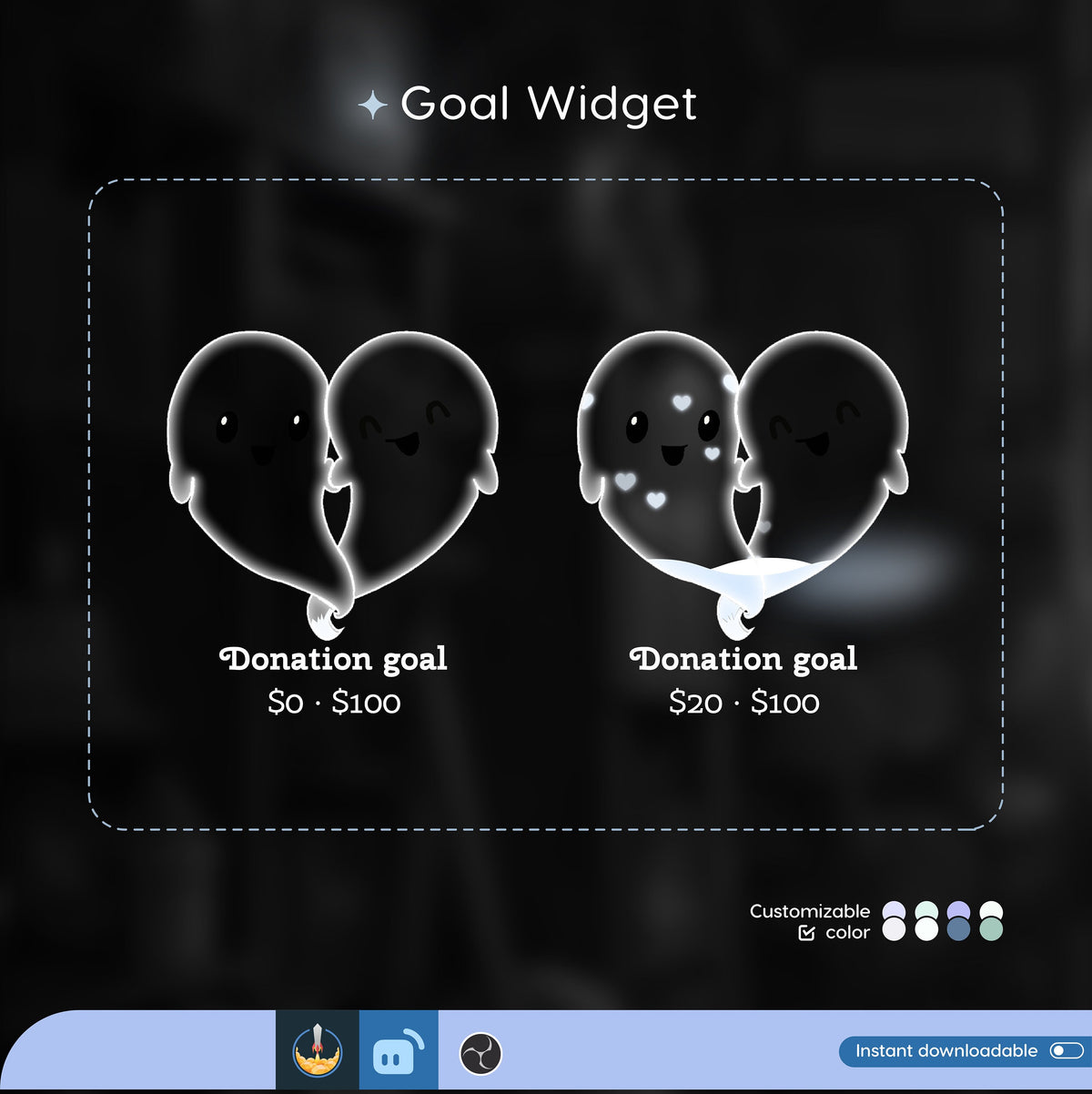 Love Ghost Stream Goal Widget, Customizable for Twitch (Digital Download)