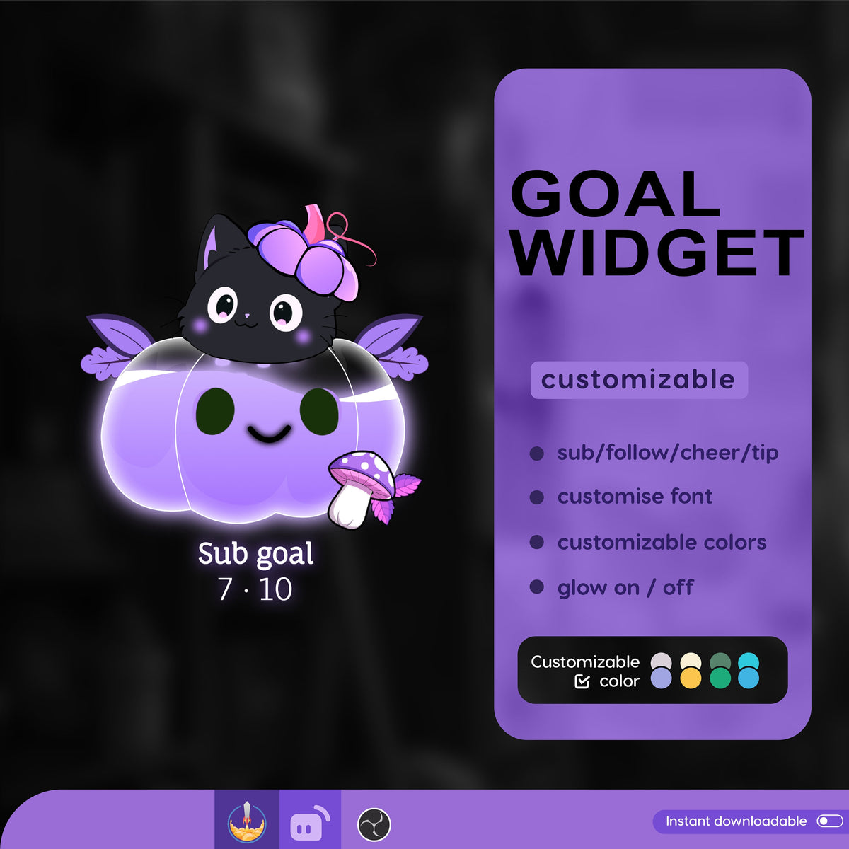 Halloween Pumpkin Goal Widget: Customizable Twitch Stream Overlay (Digital Download)