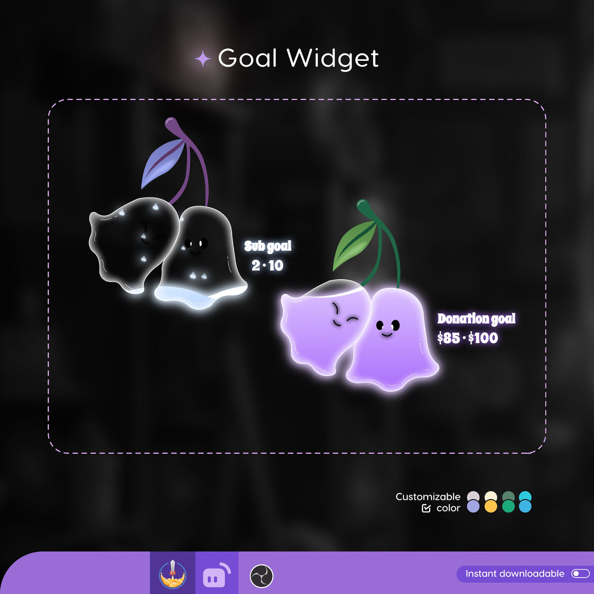 Twin Ghost Goal Widget: Customizable Stream Overlay (Digital Download)