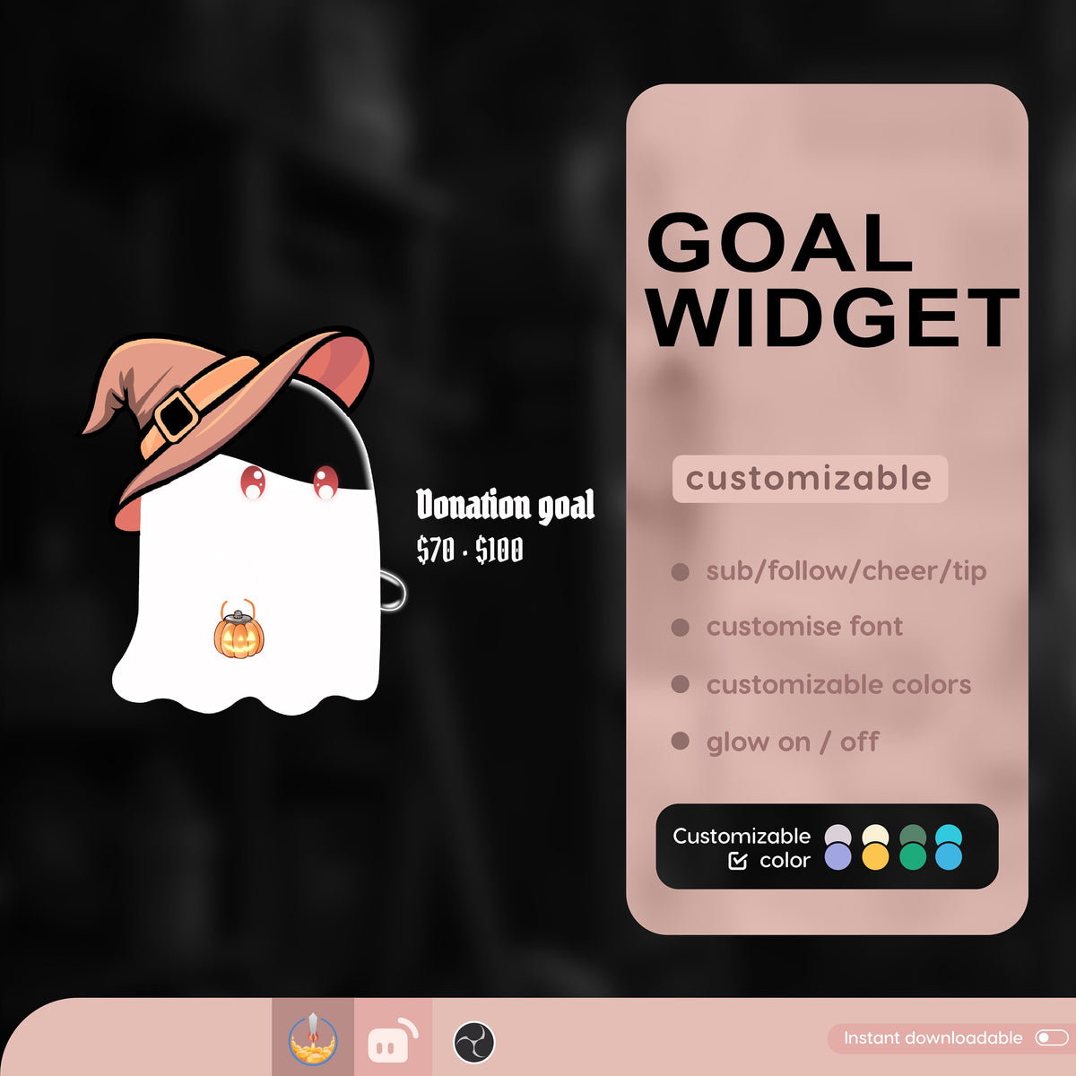 Customizable Ghost Goal Widget, Stream Overlay (Digital Download)