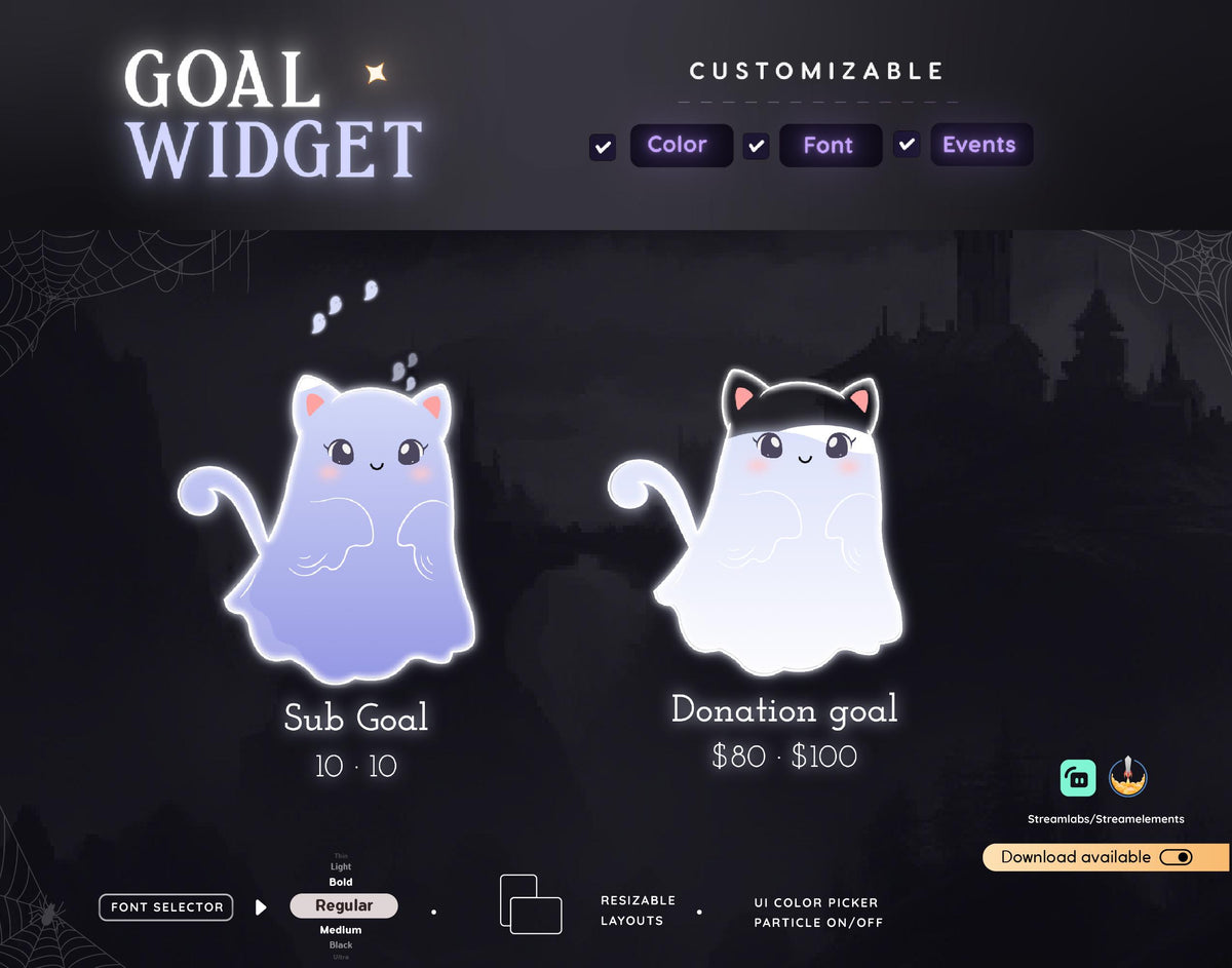 Ghost Cat Goal Widget for Twitch - Streamlabs & Streamelements