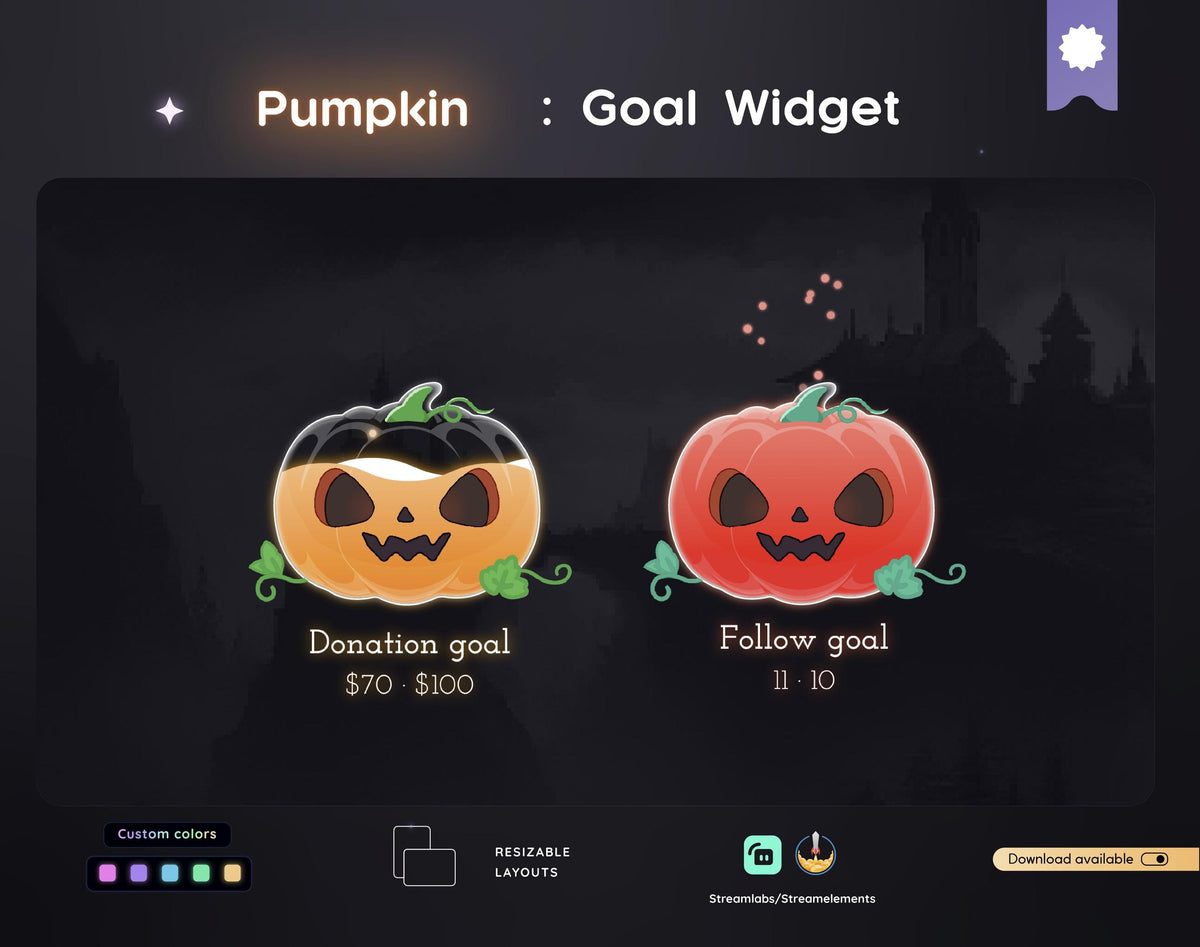Halloween Pumpkin Liquid Filling Goal Widget for Twitch Streamers