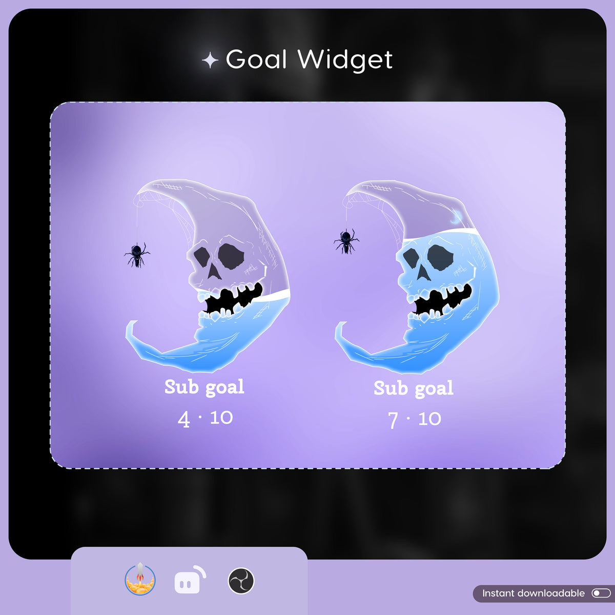 Spooky Skull Moon Ghost Goal Widget for Twitch, Streamlabs, TikTok (Digital Download)