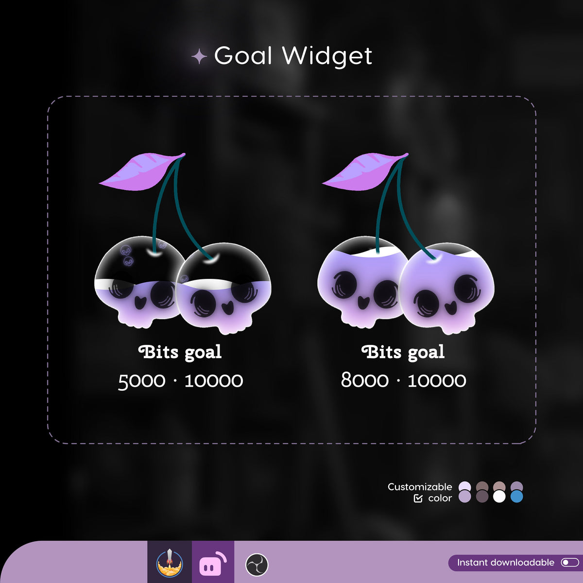 Halloween Skull Berry Goal Widget: Customizable Stream Overlay (Digital Download)