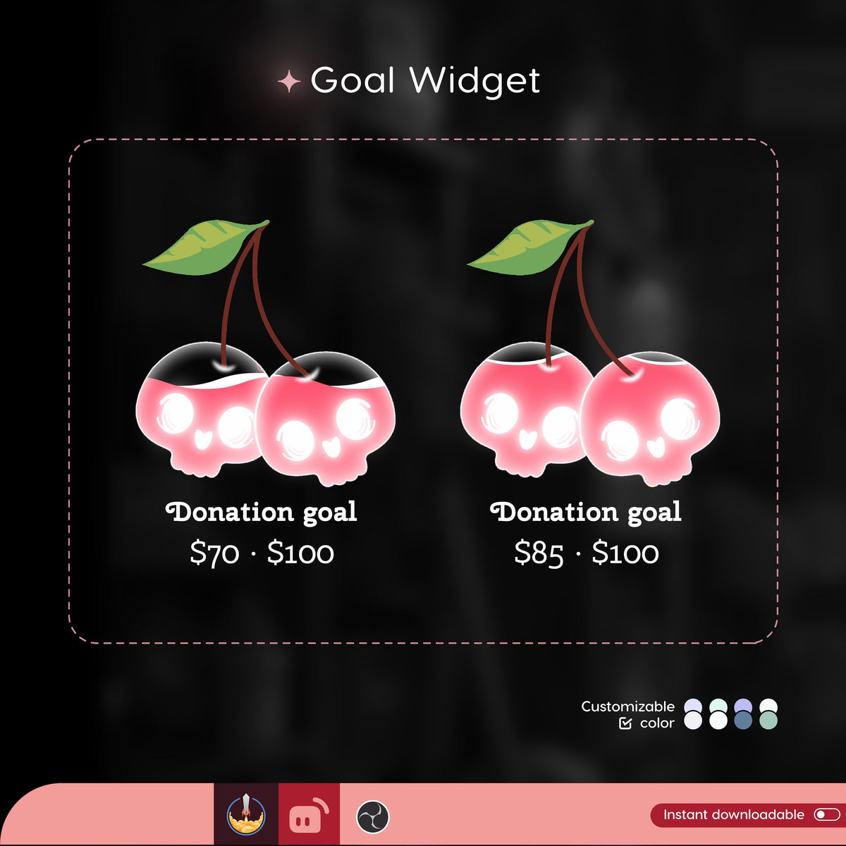 Halloween Skull Berry Goal Widget: Customizable Stream Overlay (Digital Download)