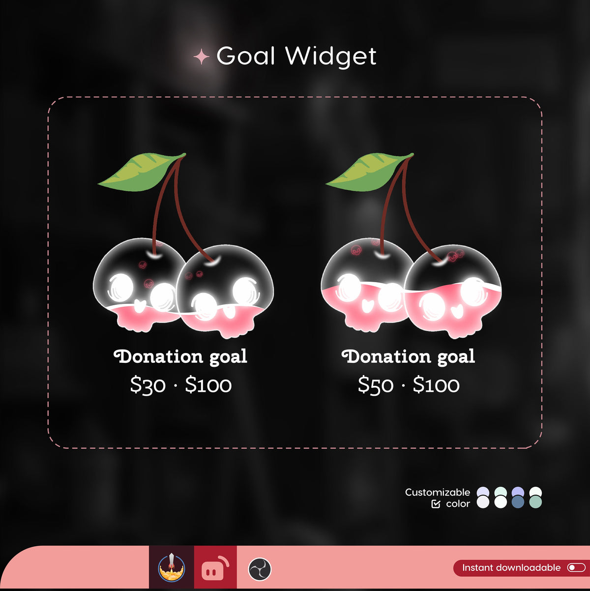 Halloween Skull Berry Goal Widget: Customizable Stream Overlay (Digital Download)