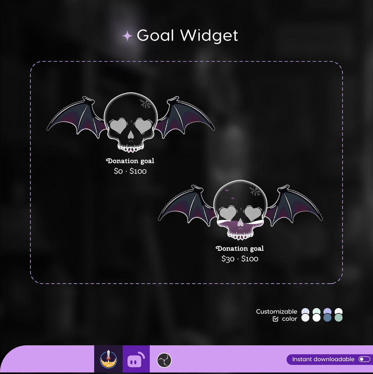 Spooky Skull Ghost Goal Widget: Custom Twitch Stream Overlay