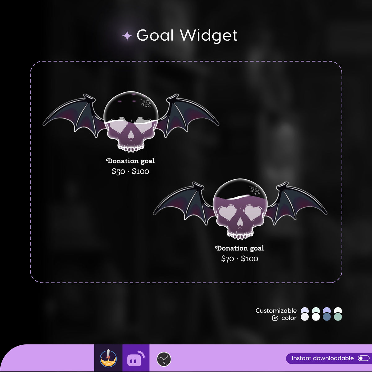 Spooky Skull Ghost Goal Widget: Custom Twitch Stream Overlay