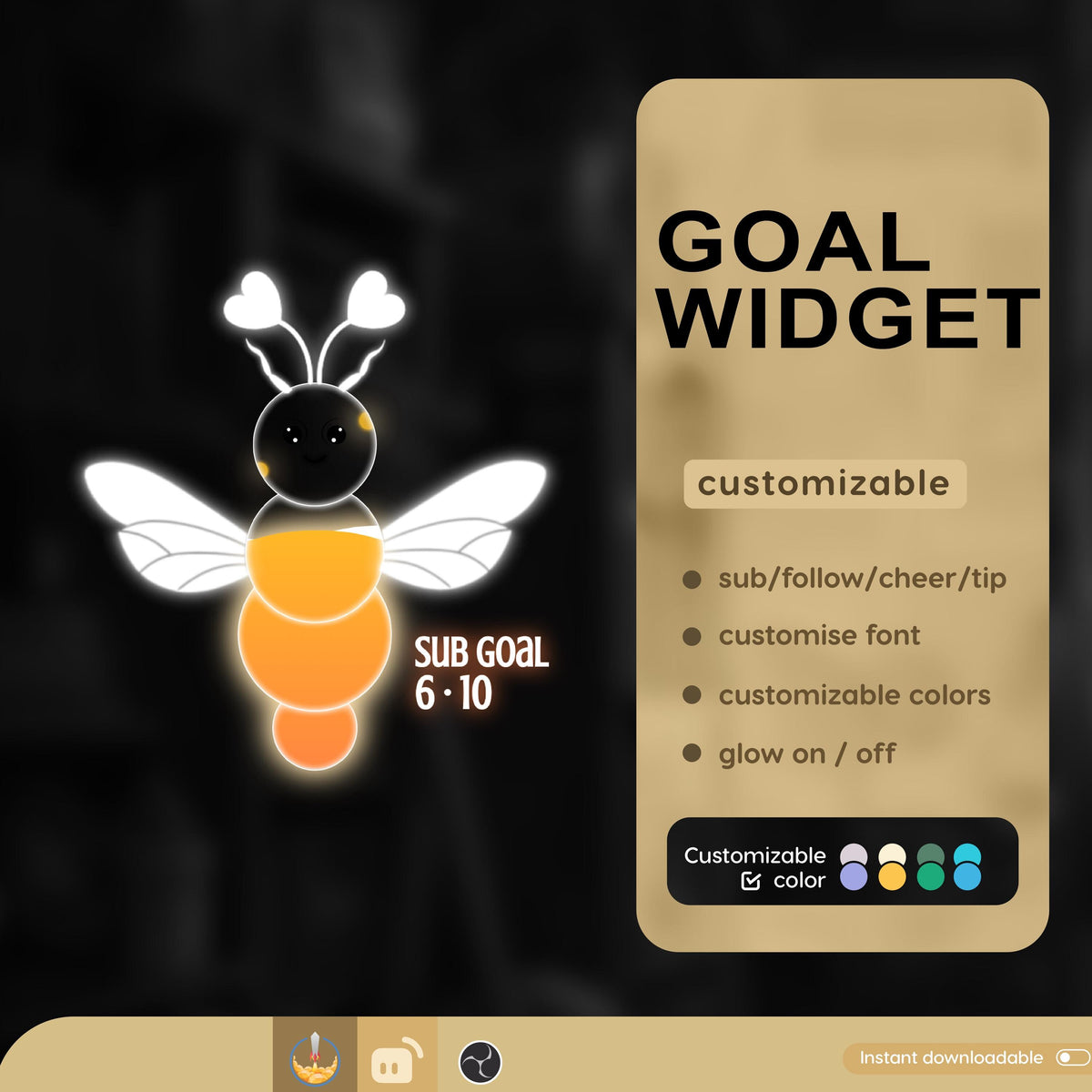 Animated Moth Goal Widget | Customizable Stream Overlay (Digital Download)
