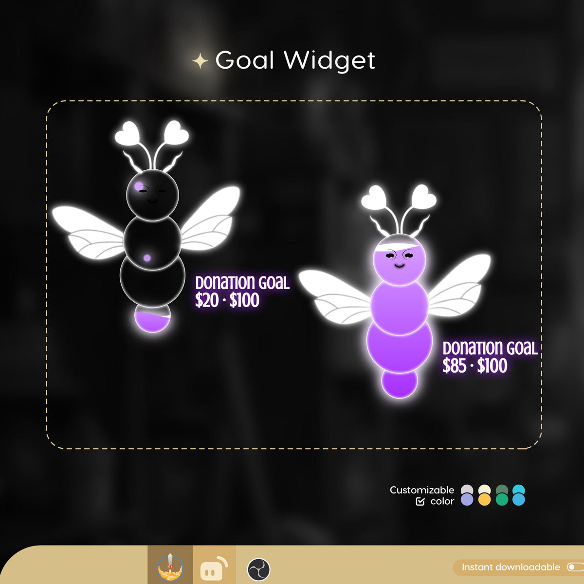Animated Moth Goal Widget | Customizable Stream Overlay (Digital Download)