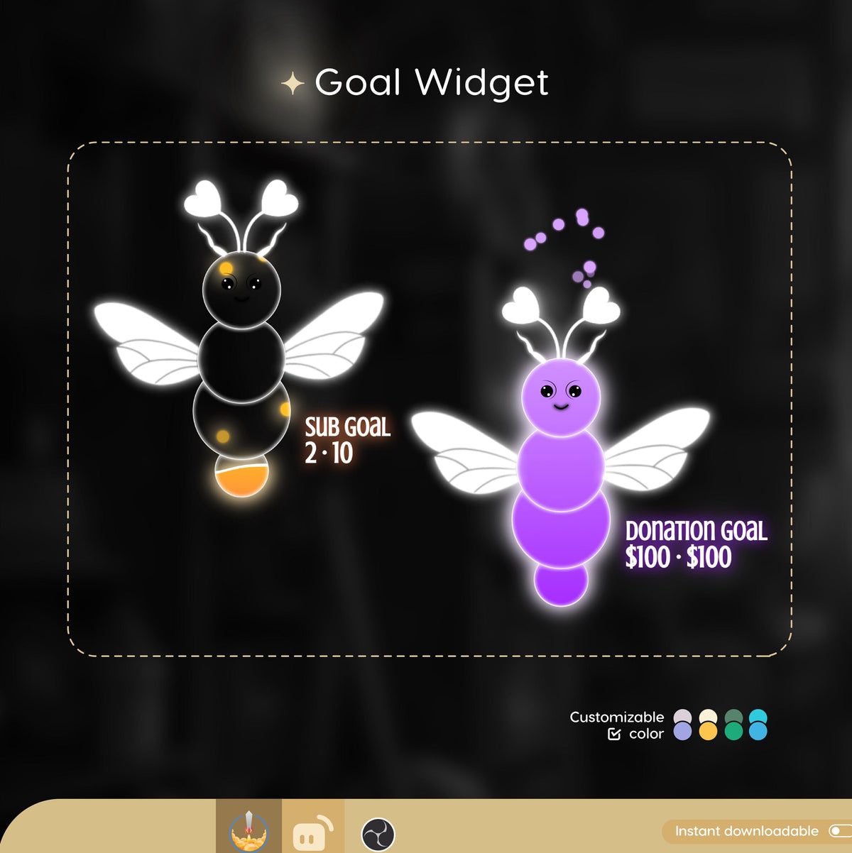 Animated Moth Goal Widget | Customizable Stream Overlay (Digital Download)