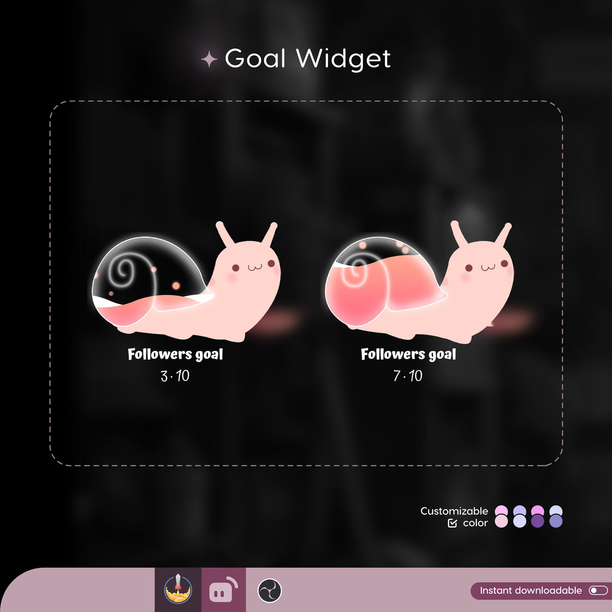 Animated Snail Goal Widget | Customizable Stream Overlay (Digital Download)