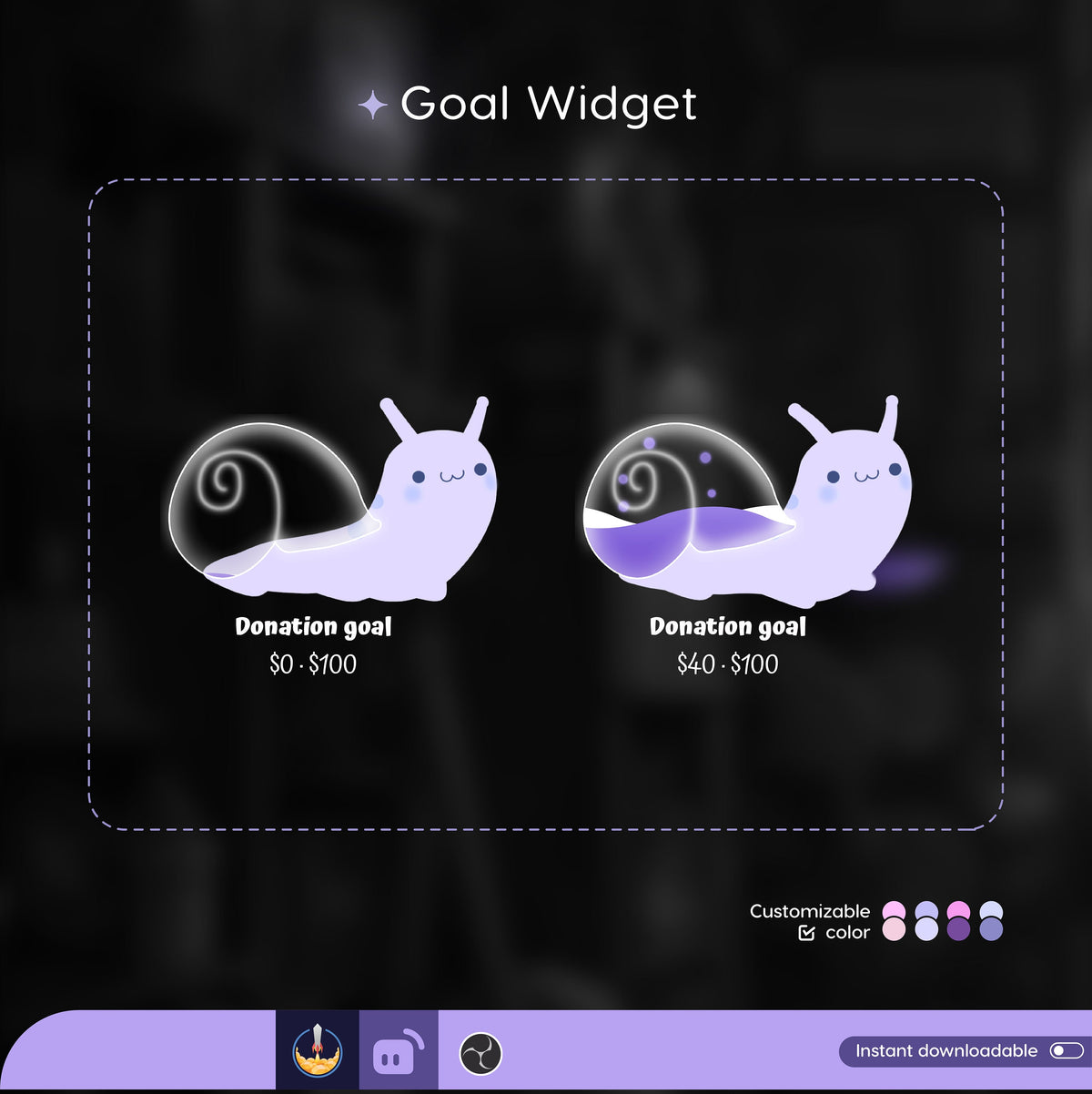 Animated Snail Goal Widget | Customizable Stream Overlay (Digital Download)