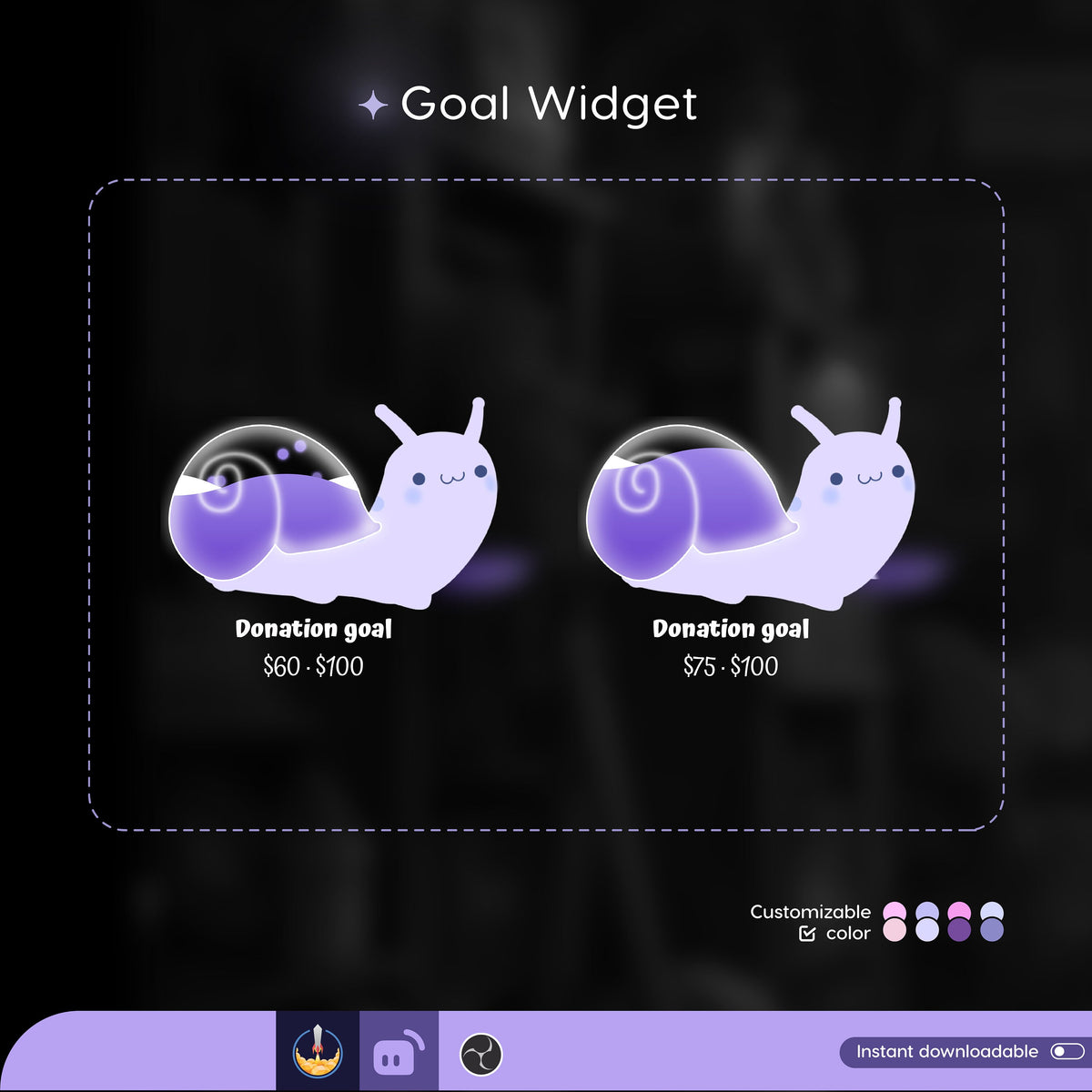 Animated Snail Goal Widget | Customizable Stream Overlay (Digital Download)