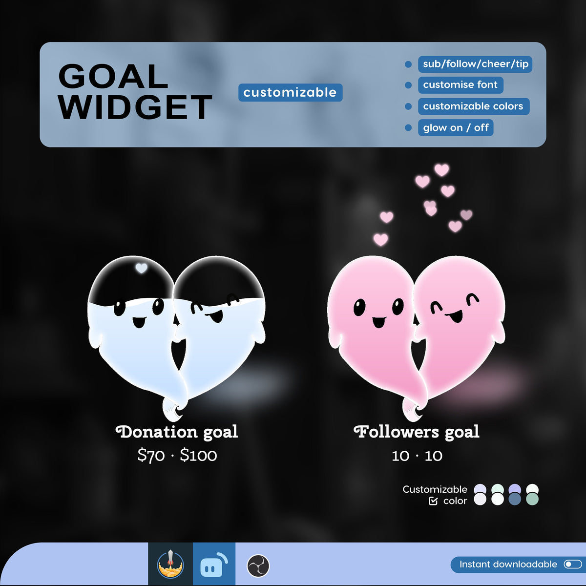 Love Ghost Stream Goal Widget, Customizable for Twitch (Digital Download)