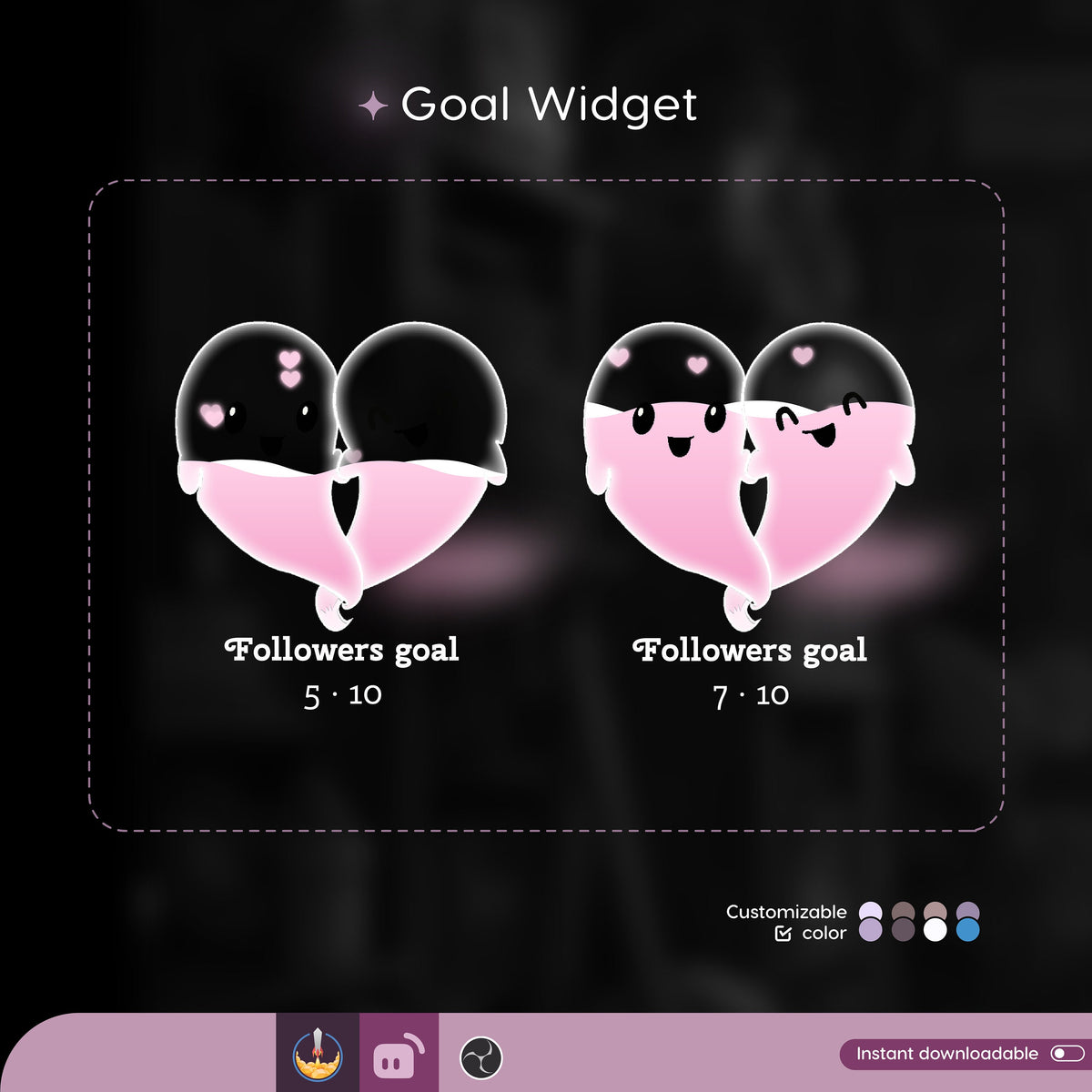 Love Ghost Stream Goal Widget, Customizable for Twitch (Digital Download)