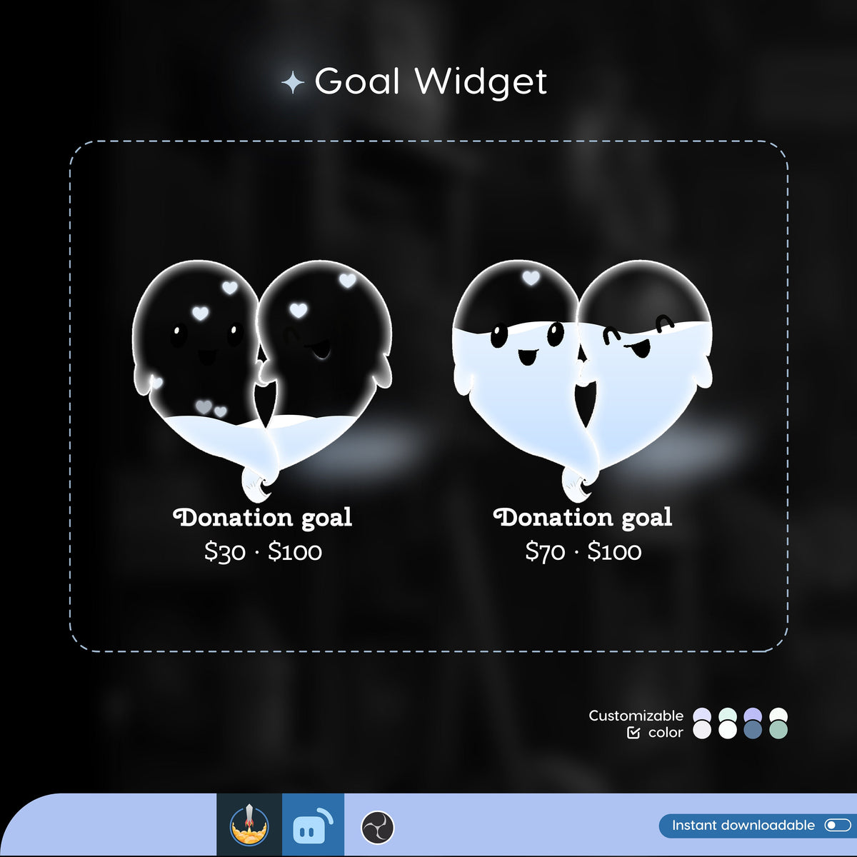 Love Ghost Stream Goal Widget, Customizable for Twitch (Digital Download)