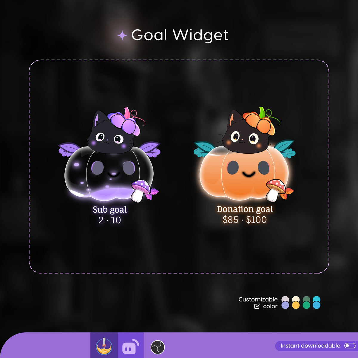 Halloween Pumpkin Goal Widget: Customizable Twitch Stream Overlay (Digital Download)