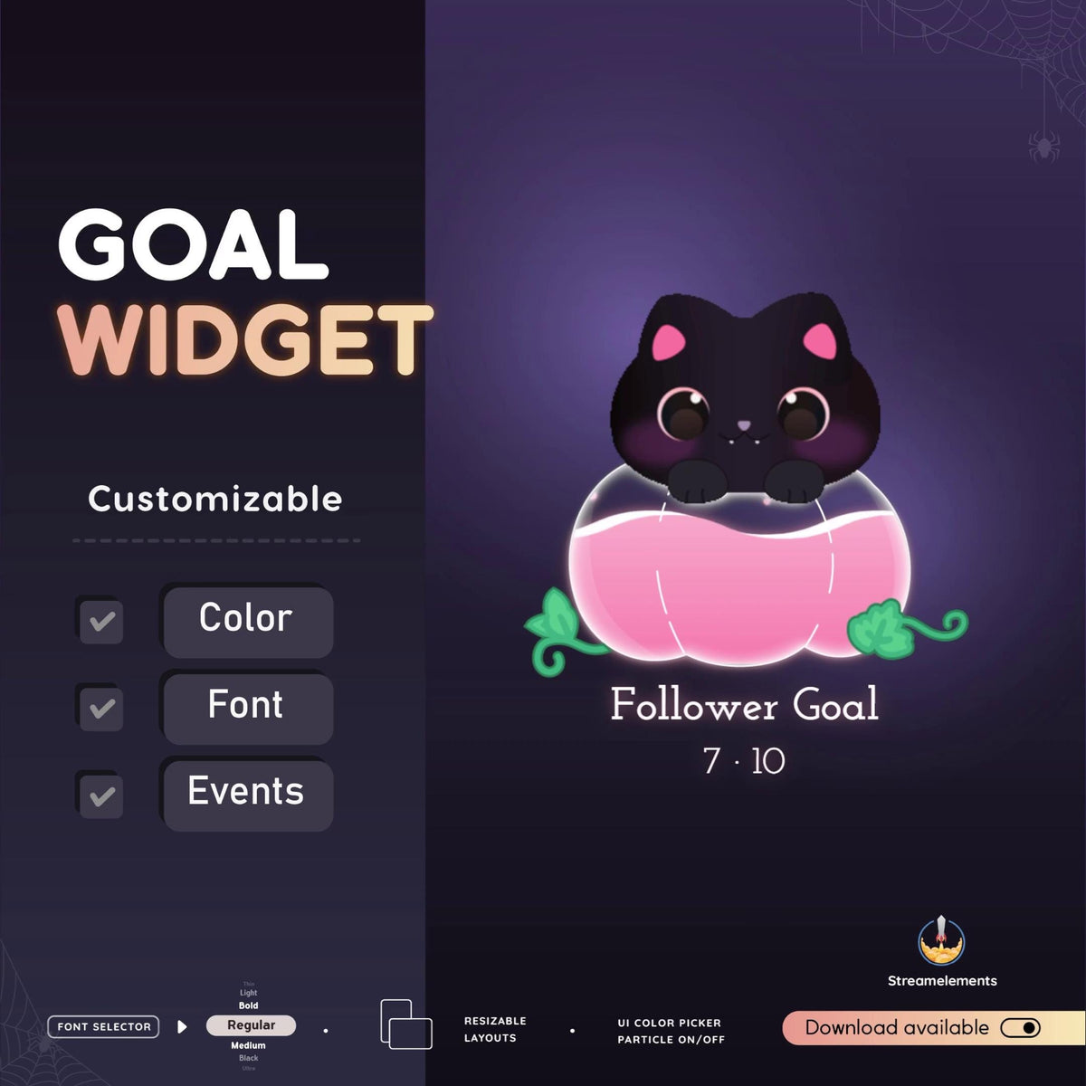 Black Cat Pumpkin Goal Widget for Twitch - Streamlabs & Streamelements