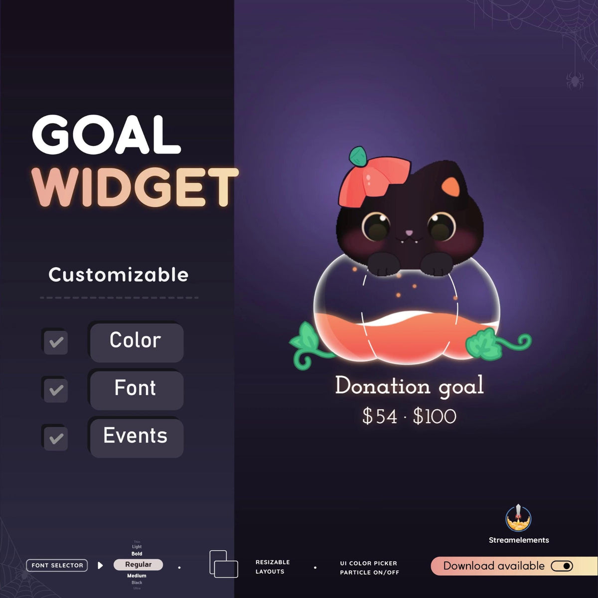 Black Cat Pumpkin Goal Widget for Twitch - Streamlabs & Streamelements