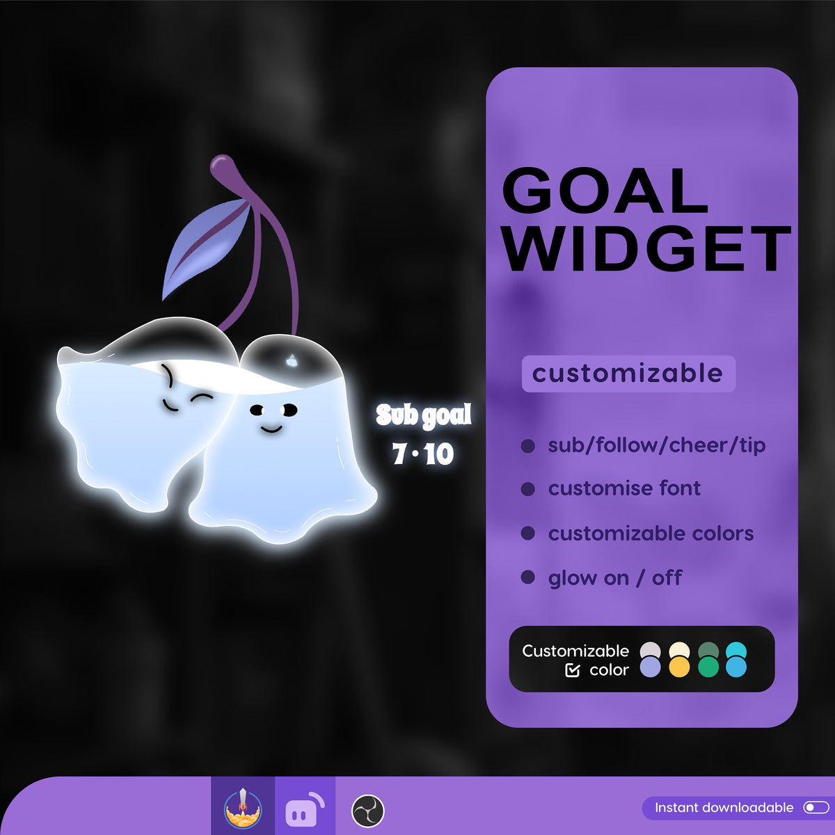 Twin Ghost Goal Widget: Customizable Stream Overlay (Digital Download)
