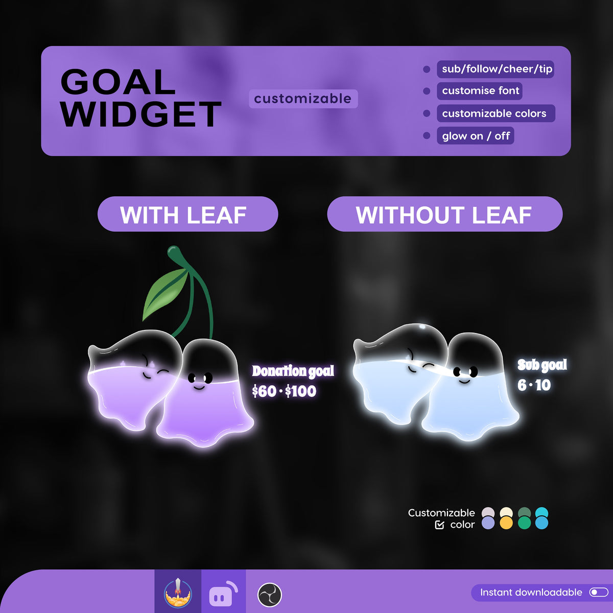 Twin Ghost Goal Widget: Customizable Stream Overlay (Digital Download)
