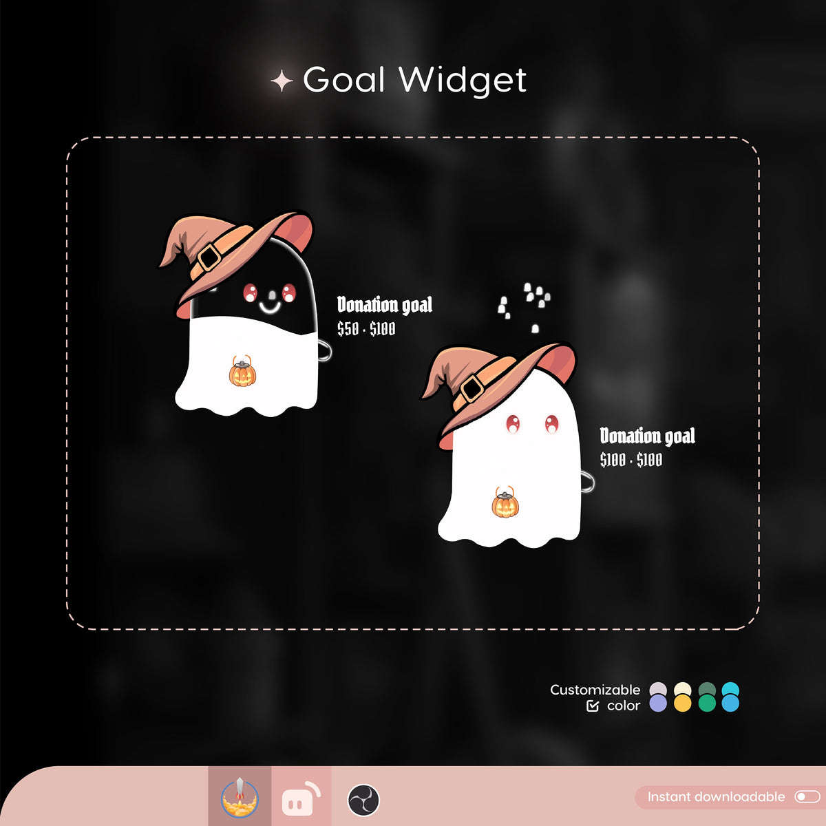 Customizable Ghost Goal Widget, Stream Overlay (Digital Download)