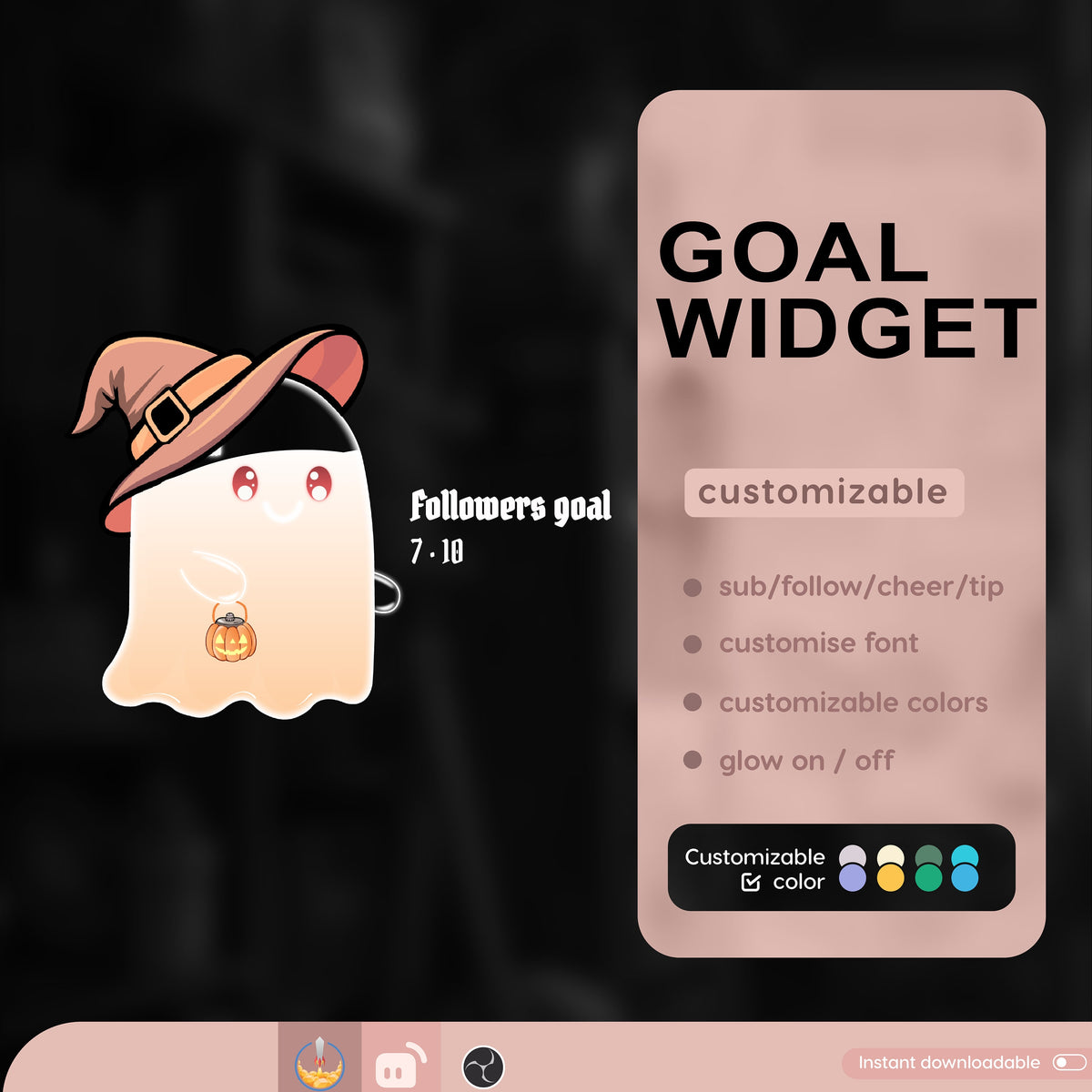 Customizable Ghost Goal Widget, Stream Overlay (Digital Download)