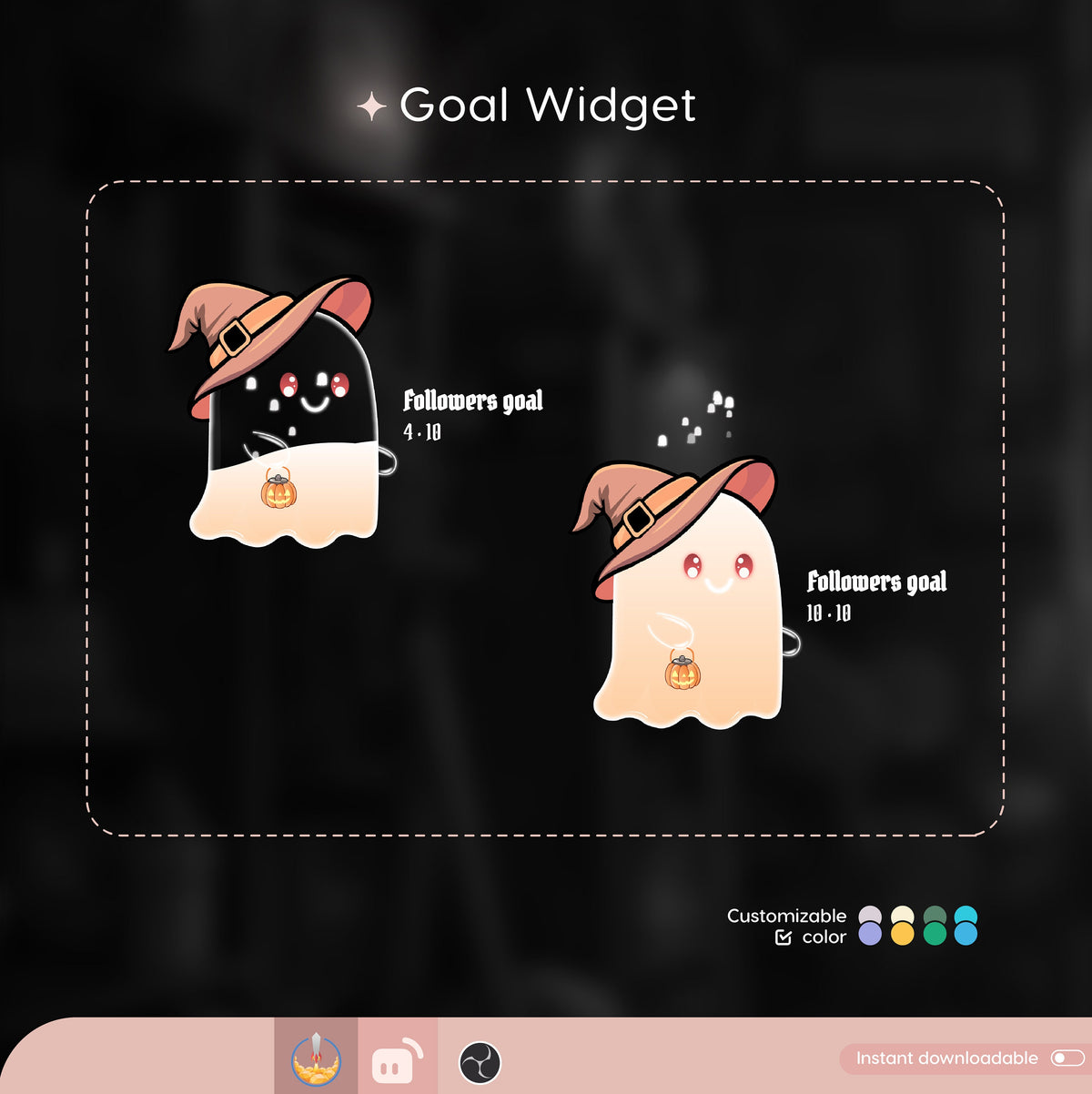 Customizable Ghost Goal Widget, Stream Overlay (Digital Download)