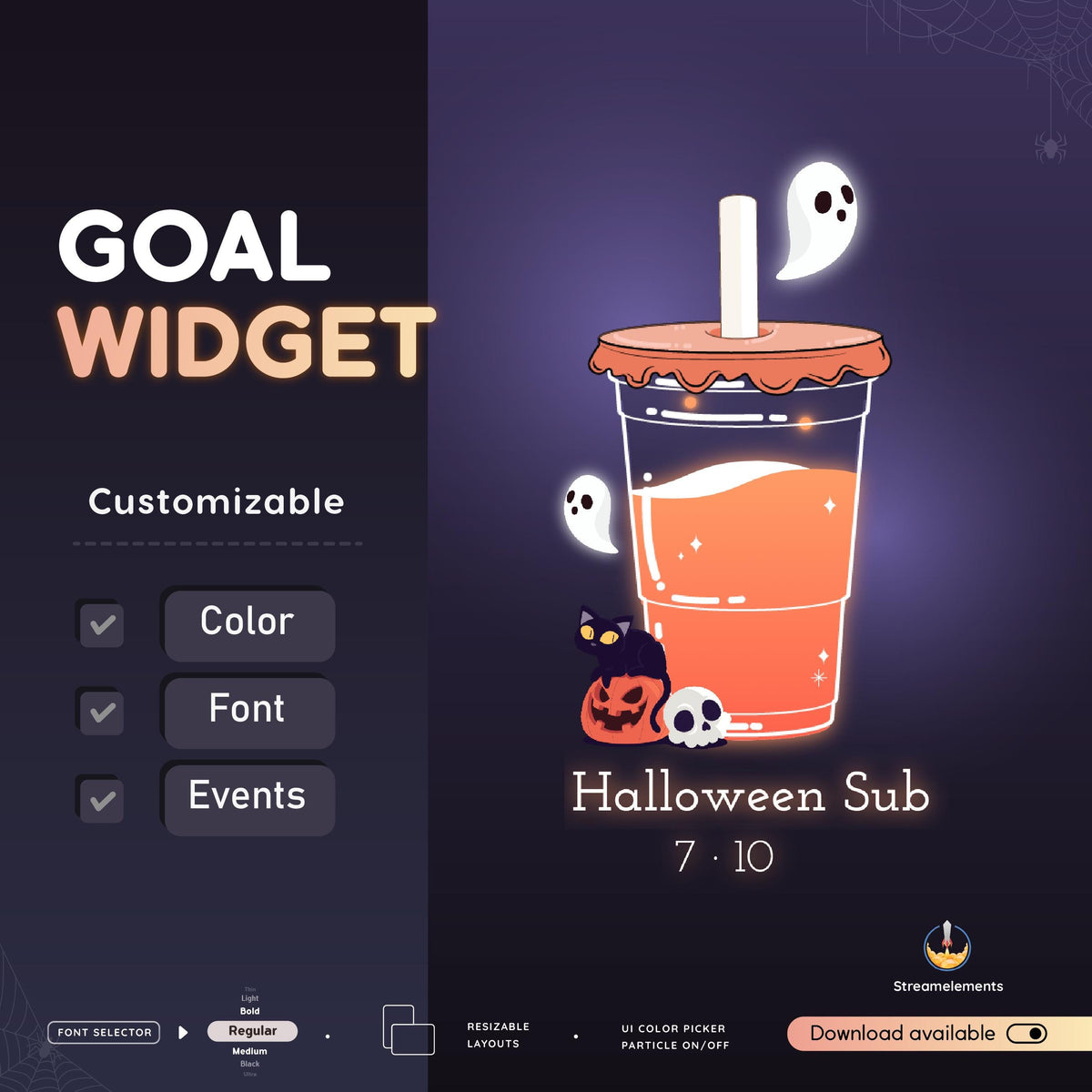 Halloween Ghost Drink Goal Widget: Twitch Stream Overlay (Streamlabs/Streamelements)
