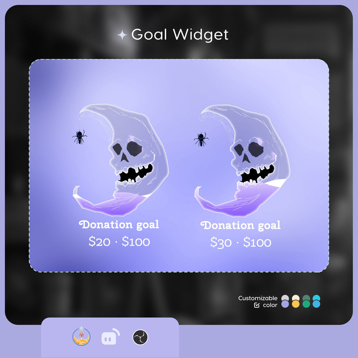 Spooky Skull Moon Ghost Goal Widget for Twitch, Streamlabs, TikTok (Digital Download)