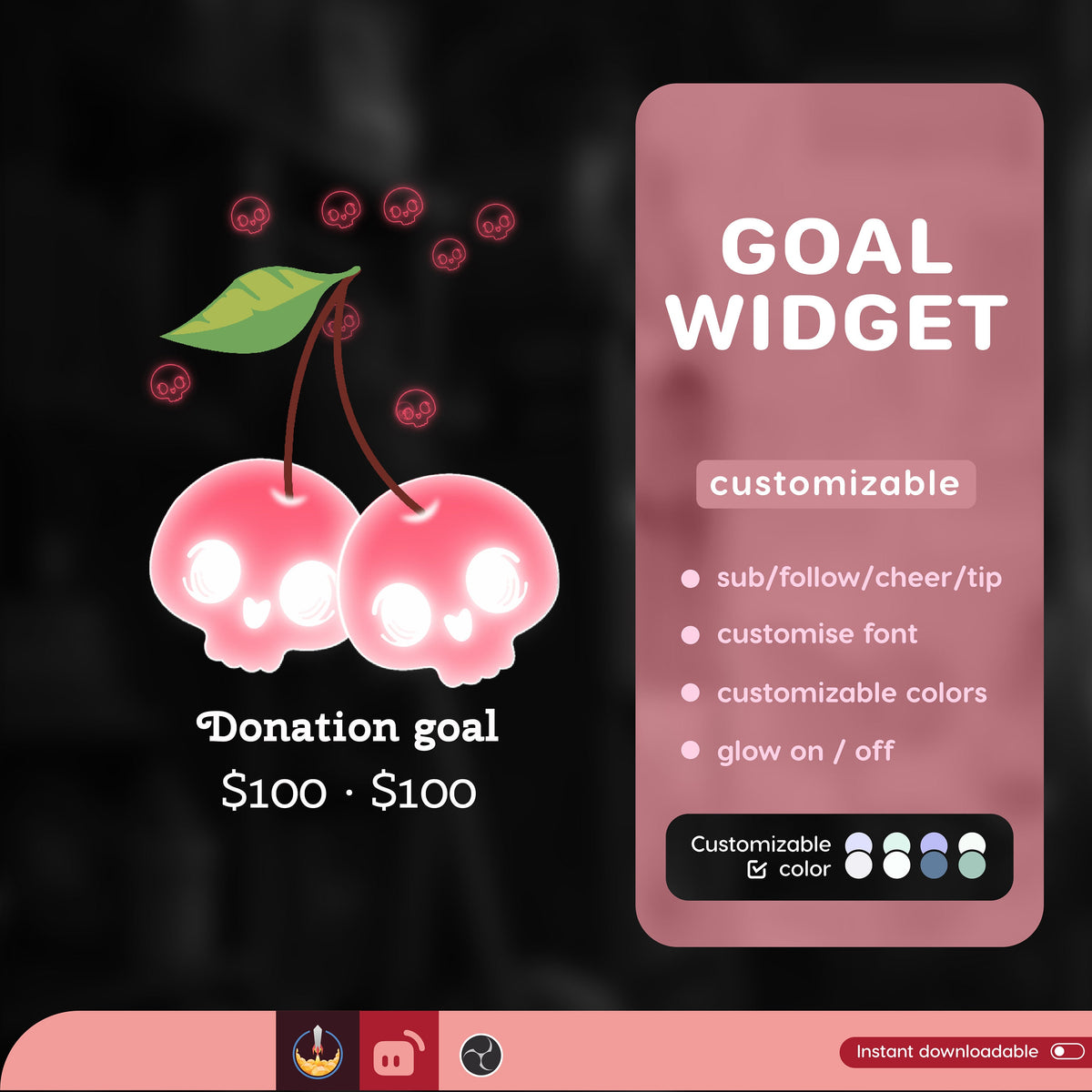 Halloween Skull Berry Goal Widget: Customizable Stream Overlay (Digital Download)