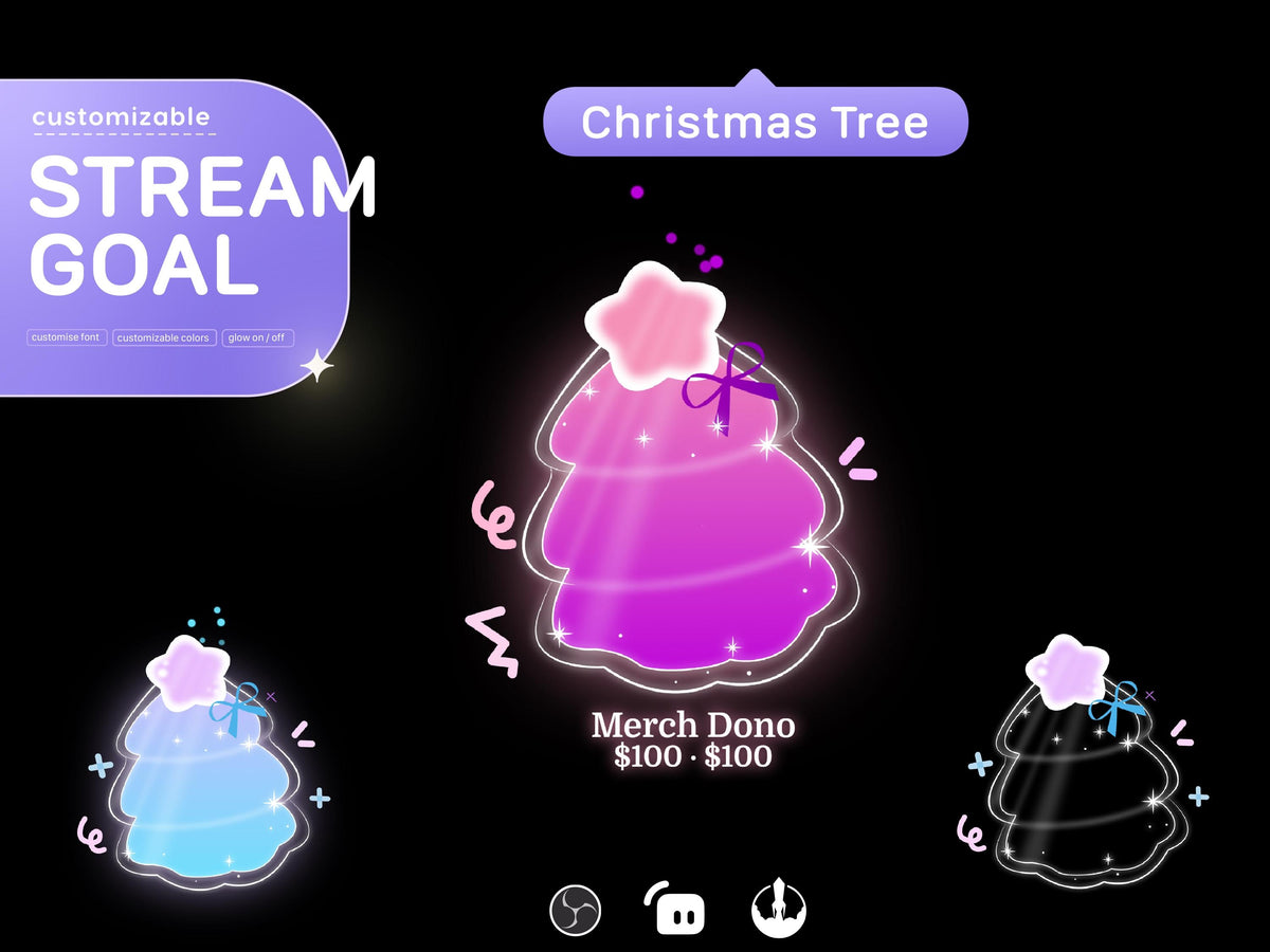 Christmas Tree Goal Stream Widget: Festive Twitch Overlay
