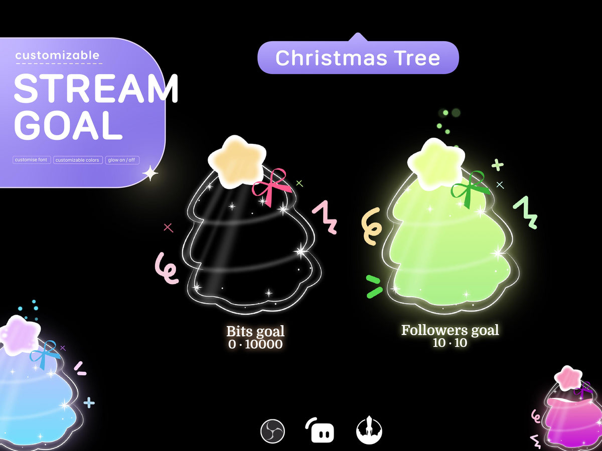 Christmas Tree Goal Stream Widget: Festive Twitch Overlay