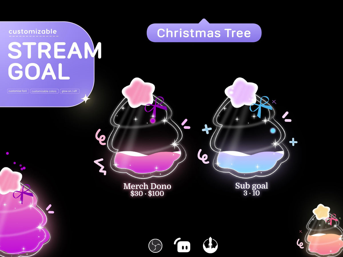 Christmas Tree Goal Stream Widget: Festive Twitch Overlay