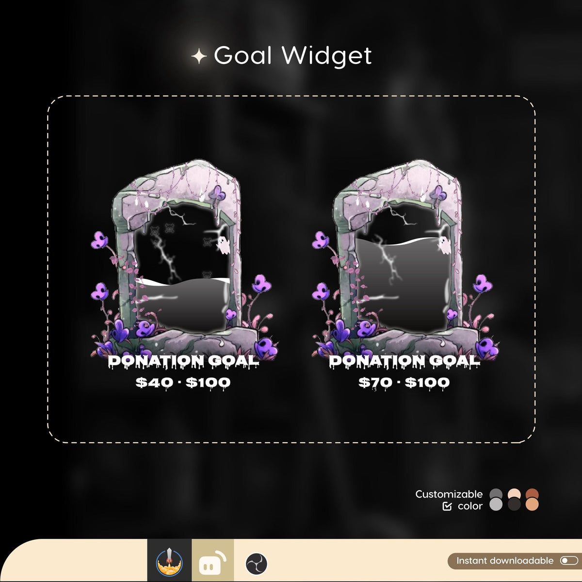 Tombstone Ghost Goal Widget: Customizable Stream Overlay (Digital Download)