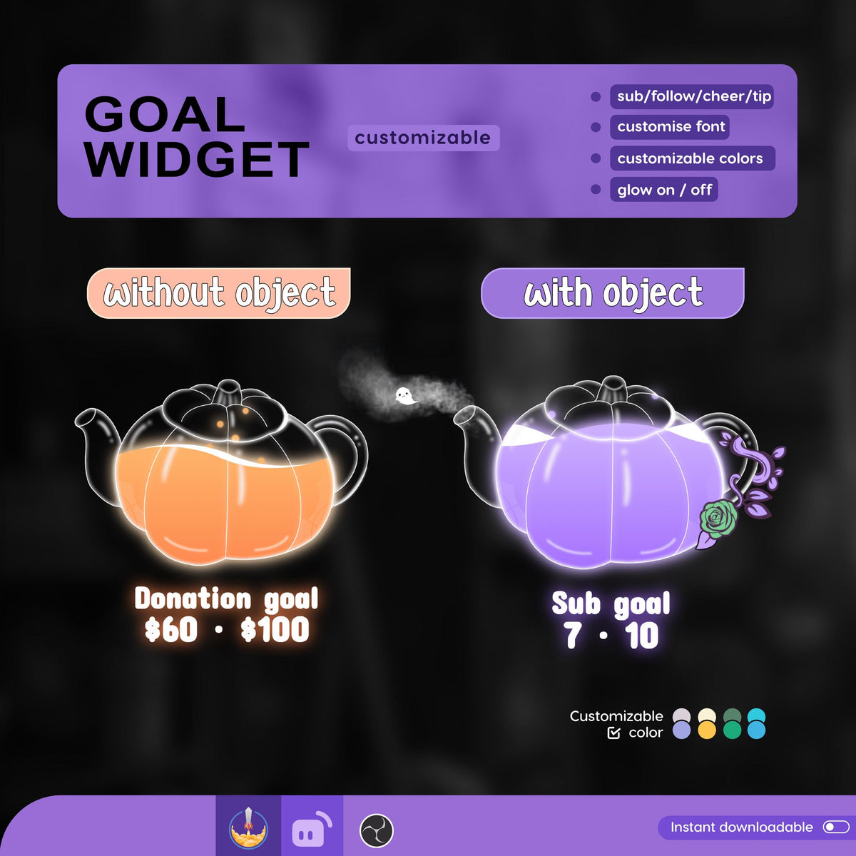 Kettle Ghost Goal Widget: Customizable Stream Overlay (Digital Download)