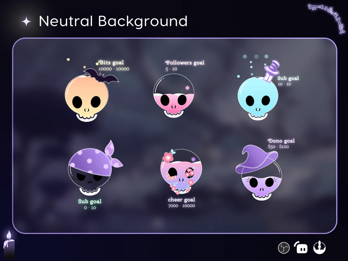 Spooky Pastel Skull Ghost Goal Widget: Twitch Stream Overlay (Digital Download)