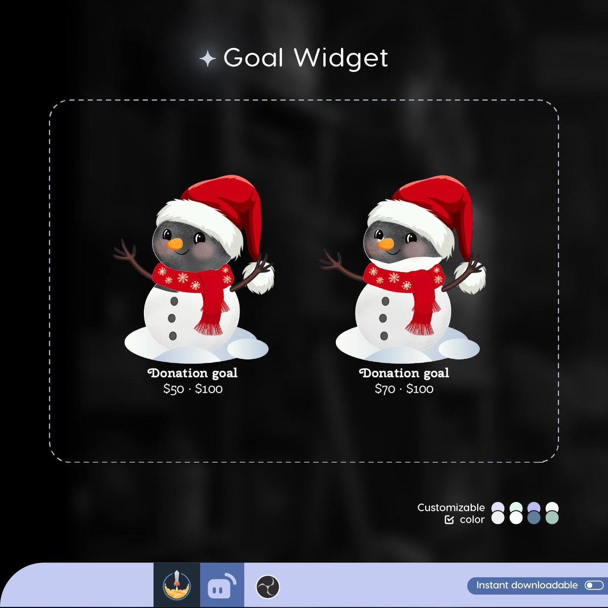 Customizable Snowman Goal Widget for Twitch, Streamlabs, TikTok (Digital Download)