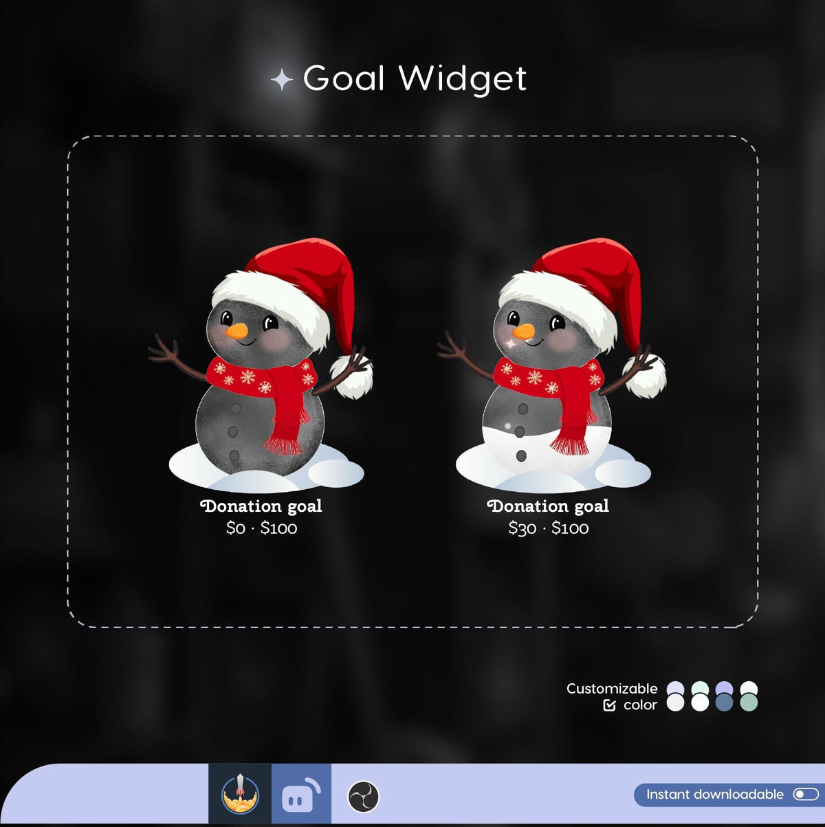 Customizable Snowman Goal Widget for Twitch, Streamlabs, TikTok (Digital Download)