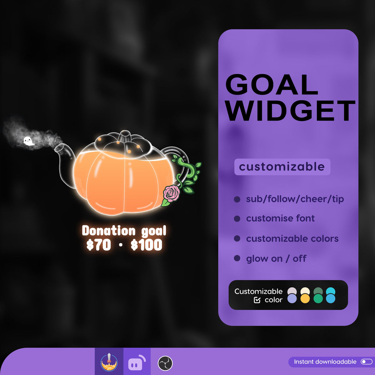 Kettle Ghost Goal Widget: Customizable Stream Overlay (Digital Download)
