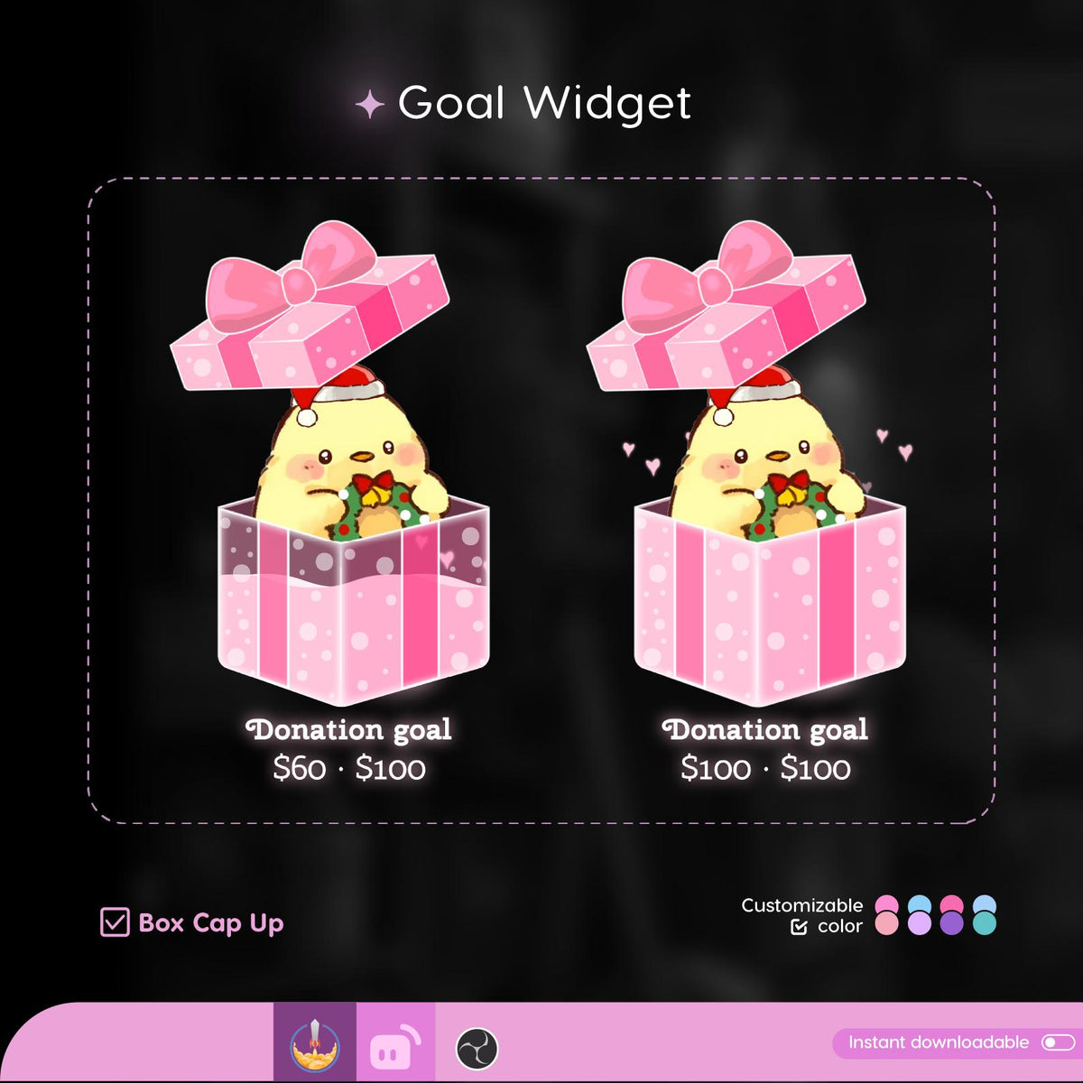 Christmas Gift Box Filling Goal Widget, Custom Stream Overlay (Digital Download)