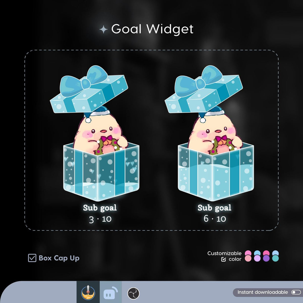 Christmas Gift Box Filling Goal Widget, Custom Stream Overlay (Digital Download)