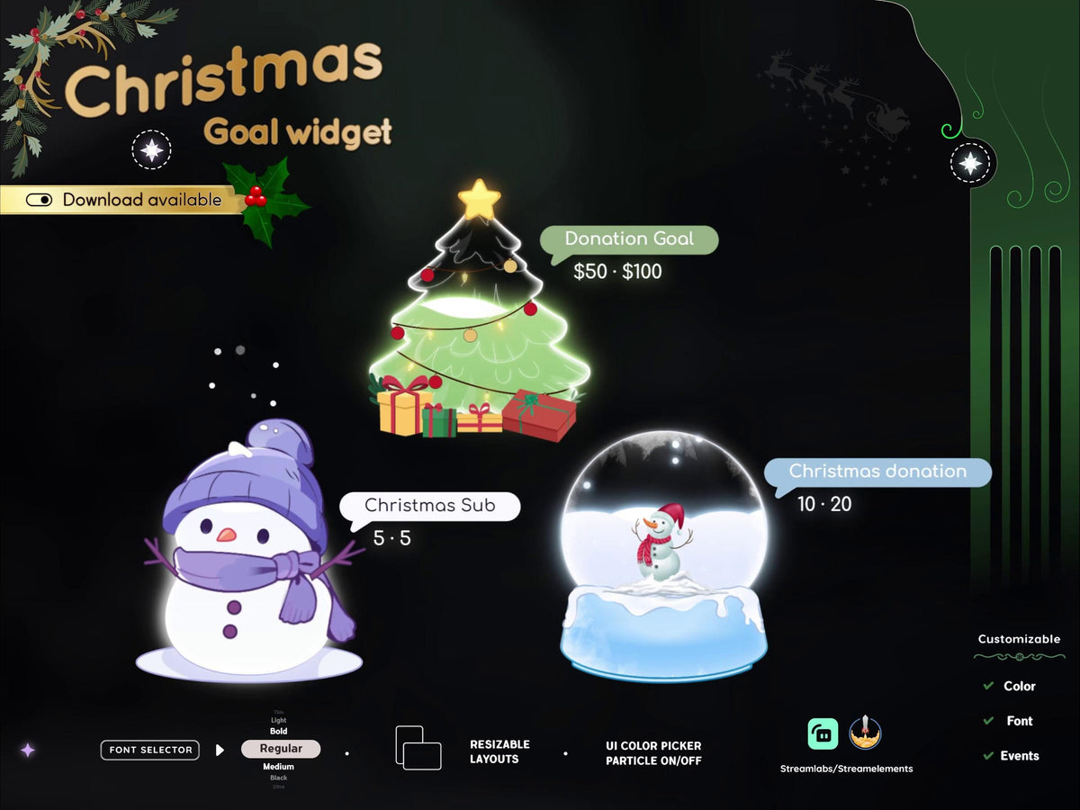 Christmas Goal Widget: Twitch Stream Overlay (Streamlabs, Streamelements)